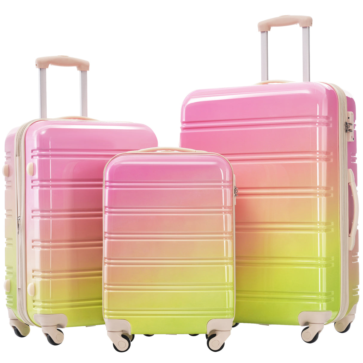 The Expandable Multicolor 3-Piece Hard Shell Luggage Set with Spinner Wheels and TSA Lock