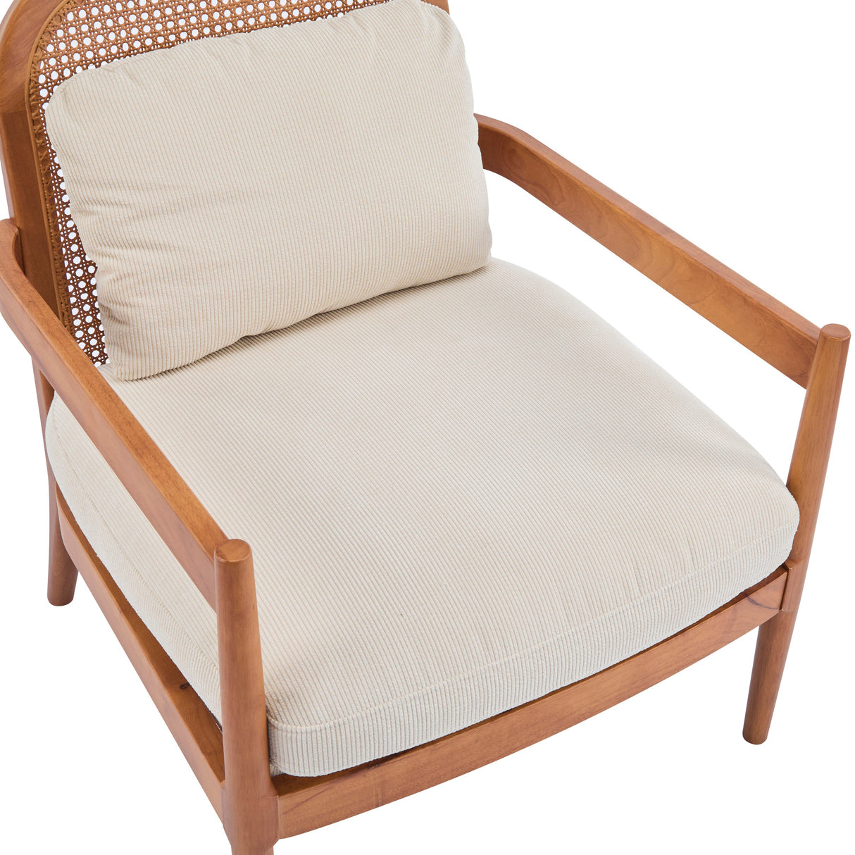 Elliston Rattan Backrest Solid Wood Accent Chair with Cushions, Set of 2
