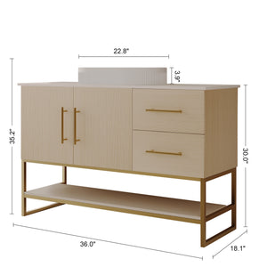 36" Modern Bathroom Vanity with Ceramic Vessel Sink