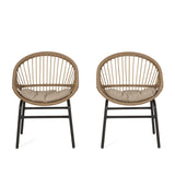 Outdoor Accent Chair with Curved Back and Basket Frame, Set of 2