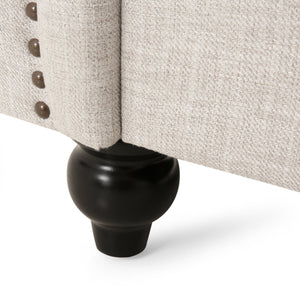Chesterfield Club Chair Velvet Fabric Beige with Birch Wood Legs