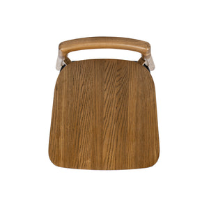 Modern Minimalist Low Back Barstool with Iron Footrest - Walnut