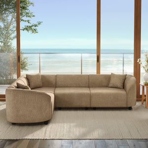 104" L-Shaped Curved Contemporary Sectional Sofa in Camel