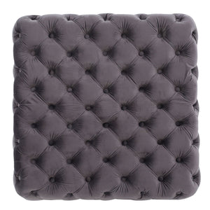 Modern Glam Ottoman With Upholstery And Button Tufted Design