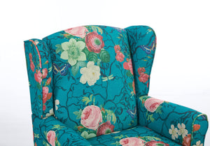 Modern Accent Chair with Retro Wood Legs - Floral