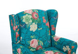 Modern Accent Chair with Retro Wood Legs - Floral