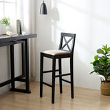 Bar Chair Counter Height Stool with Backrest Black Set of 2