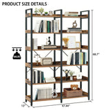 6-Tier Industrial Bookshelf With 12 Open Shelves