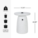 Tess MGO Outdoor Patio Side Table Umbrella Base with Sand-Filling Design White Marble