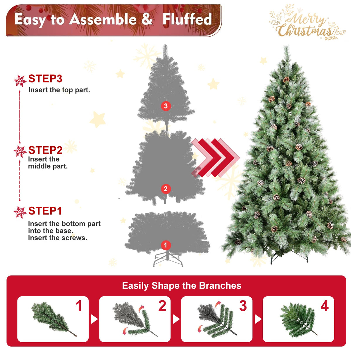 5FT Christmas Tree with 51 Pine Cones