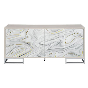 Panos Console Cabinet - White Marble / Chrome