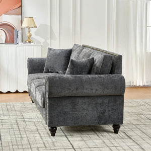Modern 3 And 2 Seater Sofa With Rolled Arms, Tufted Upholstered Couch