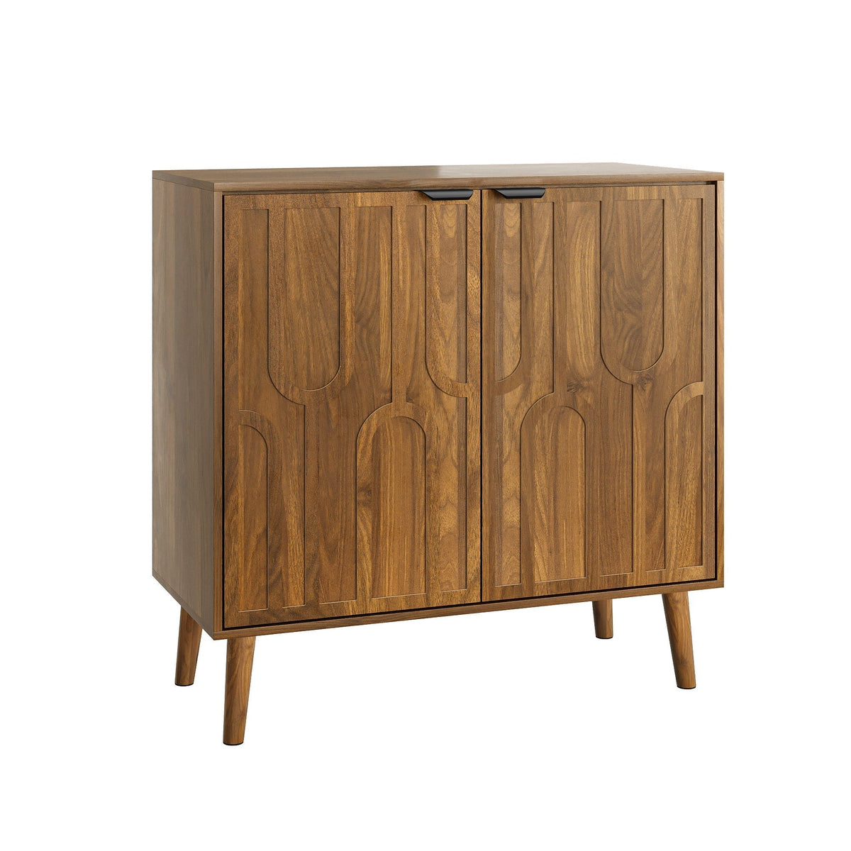 Farmhouse Style Sideboard Buffet Cabinet with Slatted Doors - Walnut
