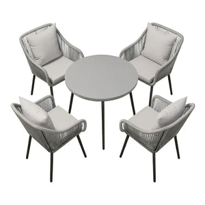 5 Piece Twisted Rattan Patio Dining Set With Table