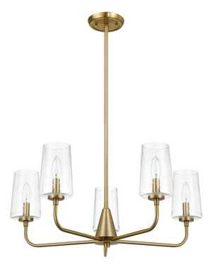 Dazzle Five Lights Chandelier with Clear Seeded Glass - Satin Brass
