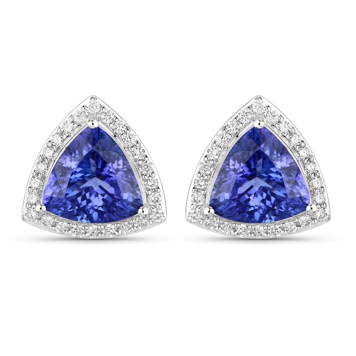 4.62 Carat Genuine Tanzanite and White Diamond 14K White Gold Earrings