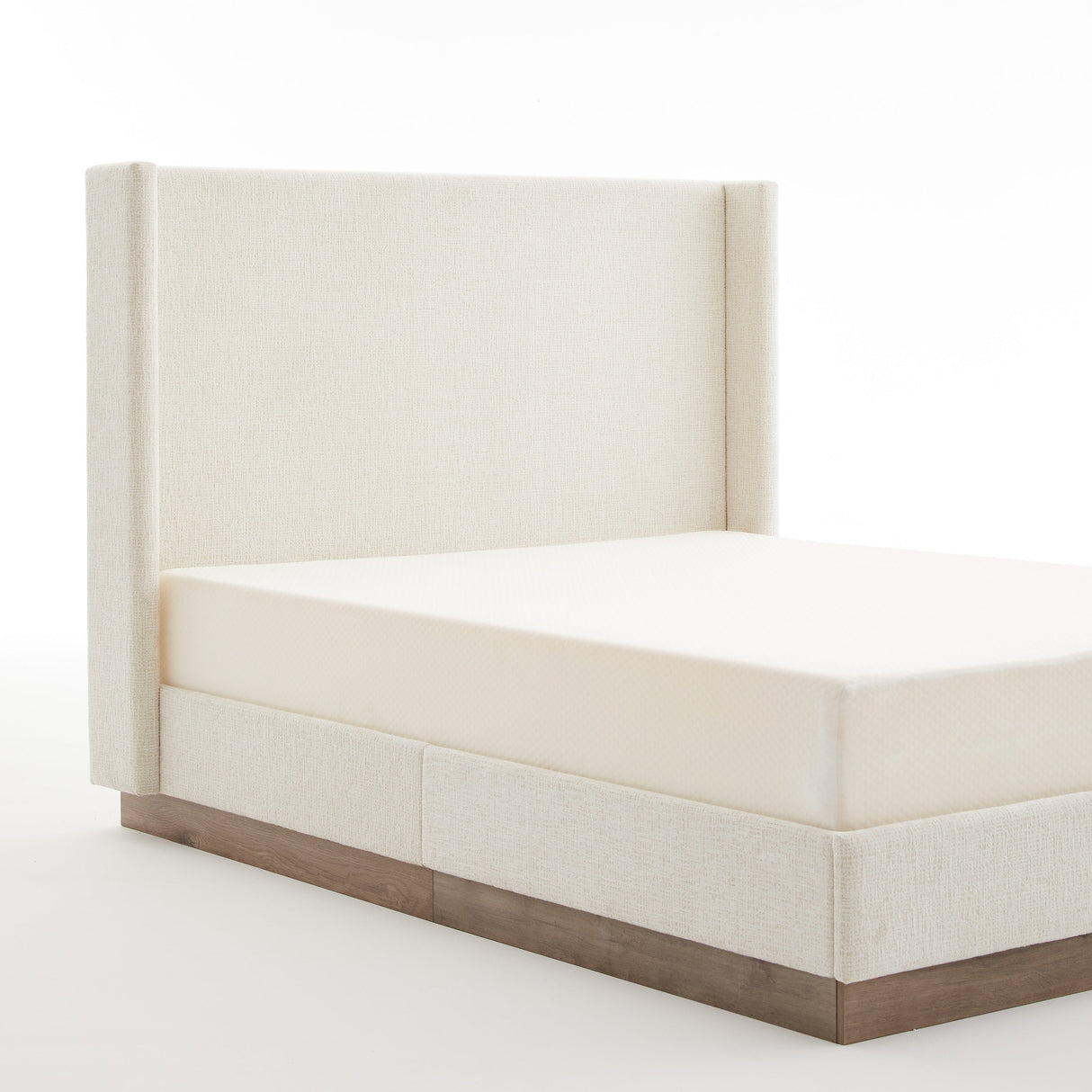 Hosford Upholstered Wingback Bed with Wood Base Platform