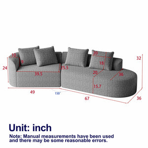 Upholstered Oversized Sectional Sofa - 4 Seater