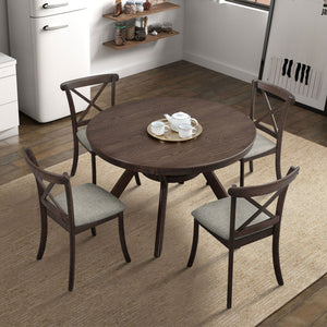 Wooden X Back Dining Chairs Set of 2 Modern Fabric Upholstered