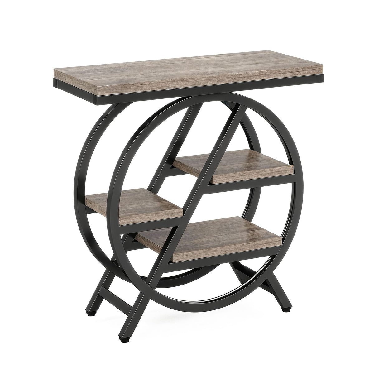 Modern Narrow End Table With 3 Tier Shelves