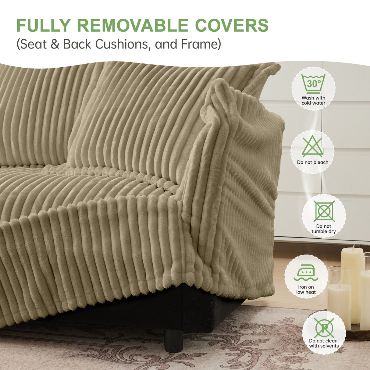 Slipcovered Long Sofa - 4 Seater Couch