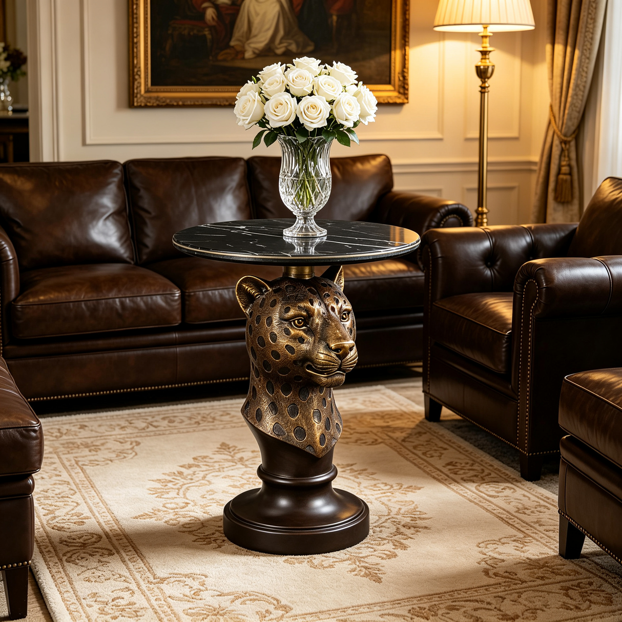 Leopard Head Accent Table