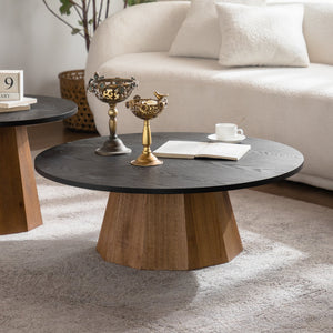 Round Coffee Table with Sturdy Pedestal Design
