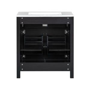 Bathroom Vanity With Ceramic Sink, Modern Single Bathroom Cabinet With 2 Doors And A Shelf, Soft Close Doors