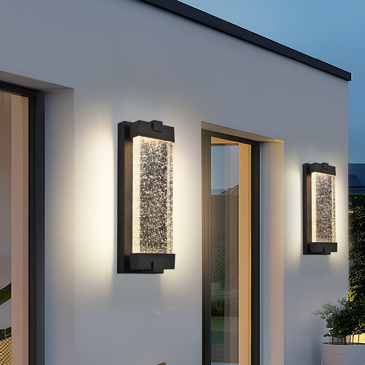 Black Aluminum Outdoor Wall Light with Bubble Crystal