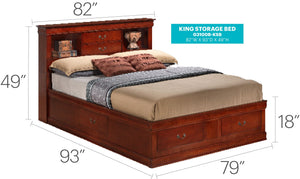 Traditional Style Bookcase Storage Bed