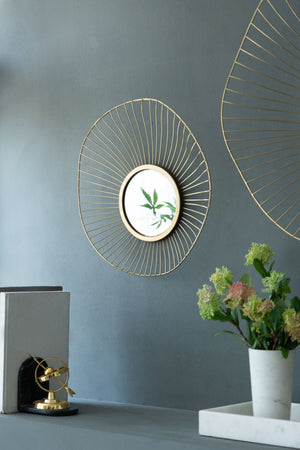 Wall Mirror Abstract Designed Wall Mirrors WithFrame For Home & Office, Top Of Sideboard (Set of 3) - Gold
