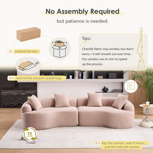 LY-025 Modular Sleeper Sectional Sofa, 4-Seater with Wood Grain Chenille Fabric