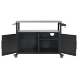 K&K 54.5' Outdoor Kitchen Island with Stainless Steel Tabletop and Storage