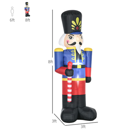 8ft  Nutcracker Toy Soldier with Scepter, with LED Lights Display-Christmas Inflatables Outdoor