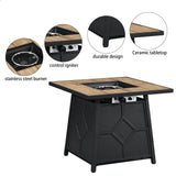 Fire Pit Table 28-Inch Square 40,000 BTU Propane Gas with Waterproof Cover