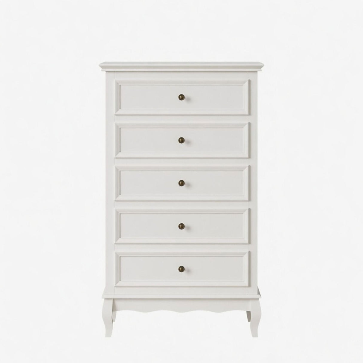 5 Drawer Tall Wide Chest Of Drawers - White