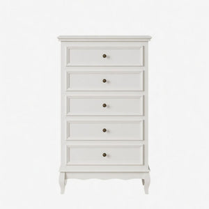 5 Drawer Tall Wide Chest Of Drawers - White