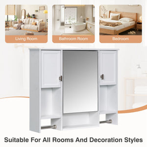Wall Mounted Bathroom Storage Cabinet With Mirror, Medicine Cabinet With Towel Bar