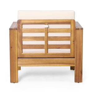 Set of 2 Outdoor Acacia Wood Club Chairs with Cushions