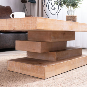 Modern Rustic Coffee Table – Rectangular Wood Center Table for Living Room
