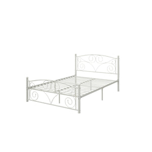 Full Size Unique Flower Sturdy System Metal Bed Frame with Headboard