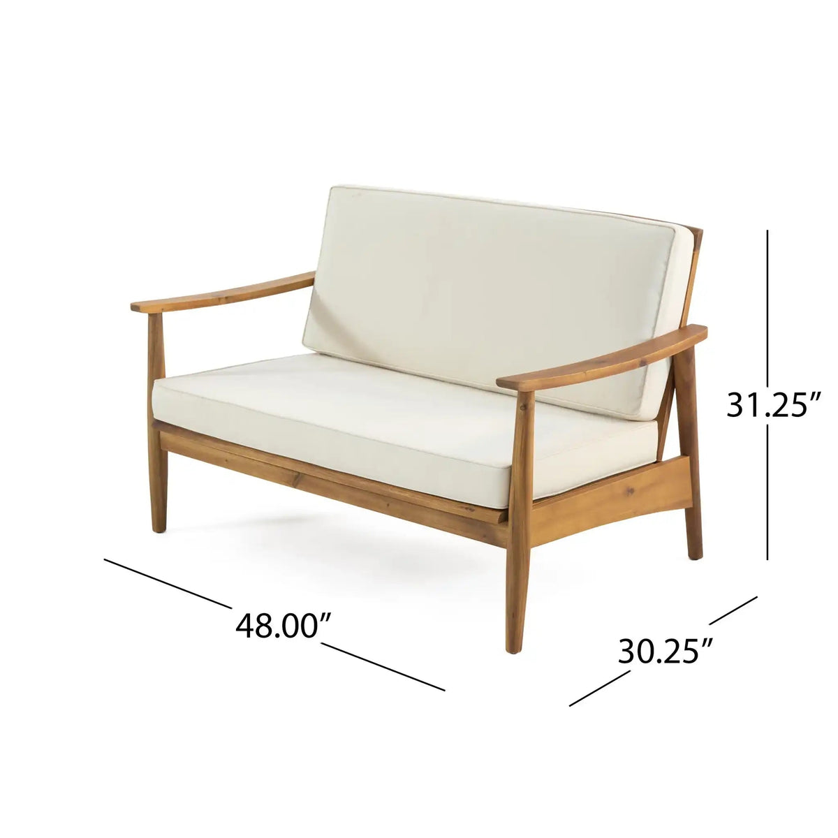 Outdoor Acacia Wood Loveseat Set With Coffee Table