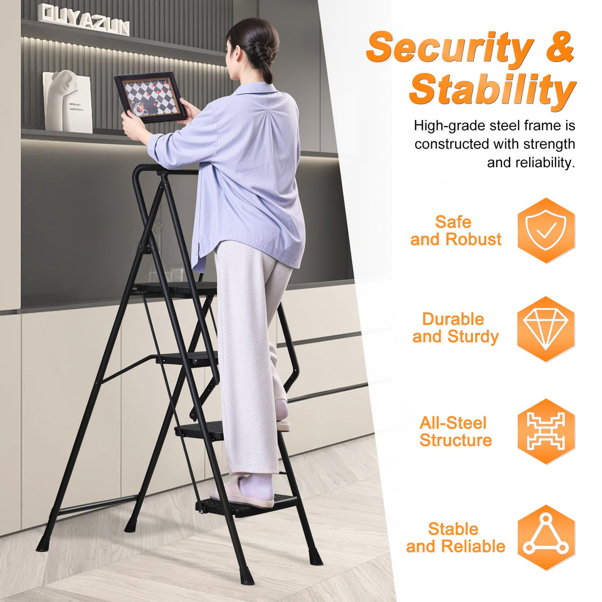 Four Step Ladder - Lightweight Folding Step Stool