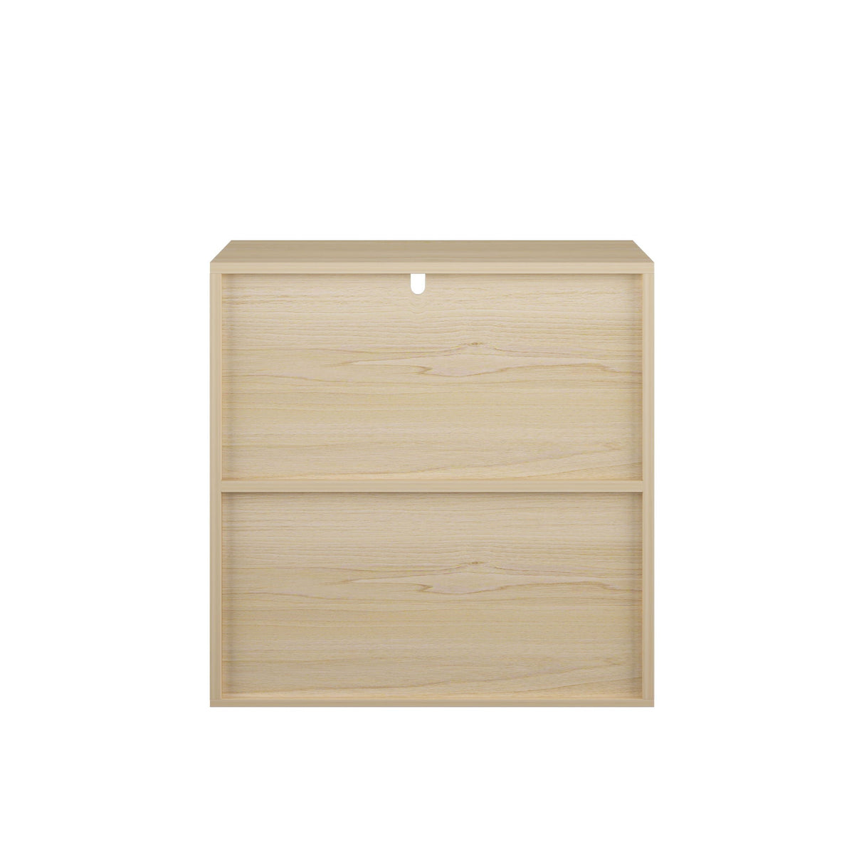 Storage Cabinet With Sliding Doors, 2 Tier Open And Closed Shelves Organizer - Natural / White