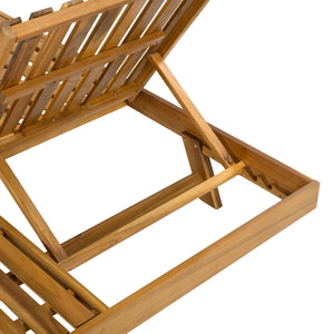 Acacia Wood Adjustable Lounge Chair with Teak Finish