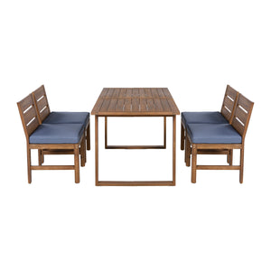 U_STYLE Farmhouse 5-Piece Outdoor Patio Dining Set with Adjustable Legs
