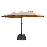 15x9ft Large Double-Sided Rectangular Outdoor Patio Market Umbrella - Taupe