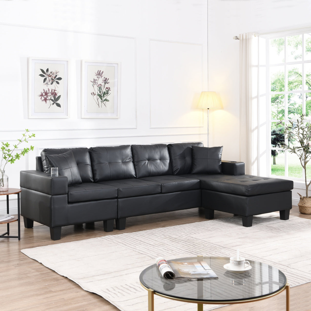 Modern Sectional Sofa Set with L Shape Chaise Lounge