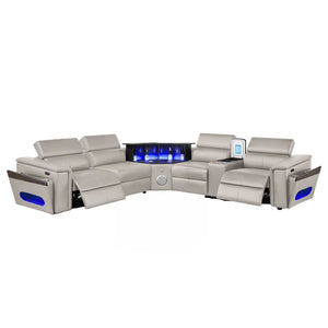 Nova - Sectional With Bluetooth Speaker, LED And Lifting Wine Cabinet