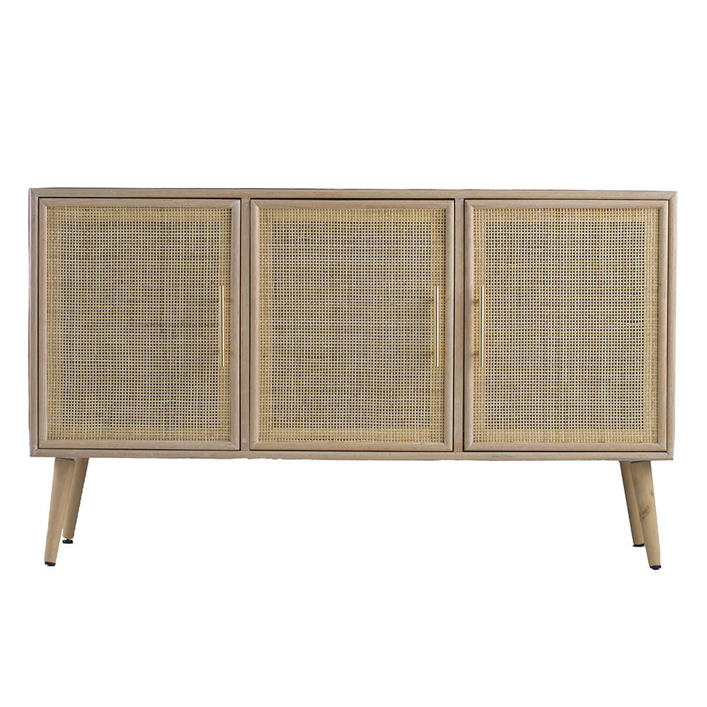Wooden Accent TV Cabinet With 3 Doors - Brown
